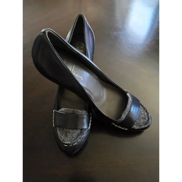 Women's Cole Haan Black & Gray Oxford Heels Sz 7 OfficeSiren 3.5in heel Nike Air - Picture 2 of 7